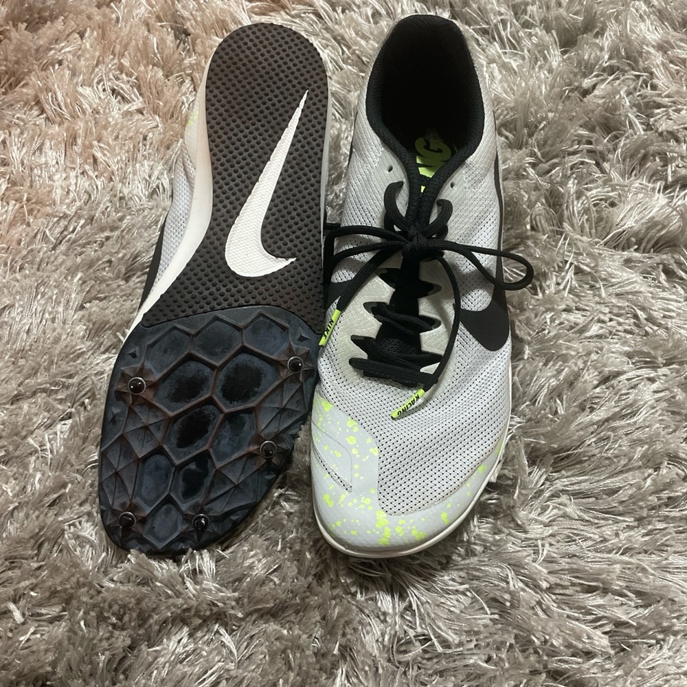 Nike White and Black Running Spikes